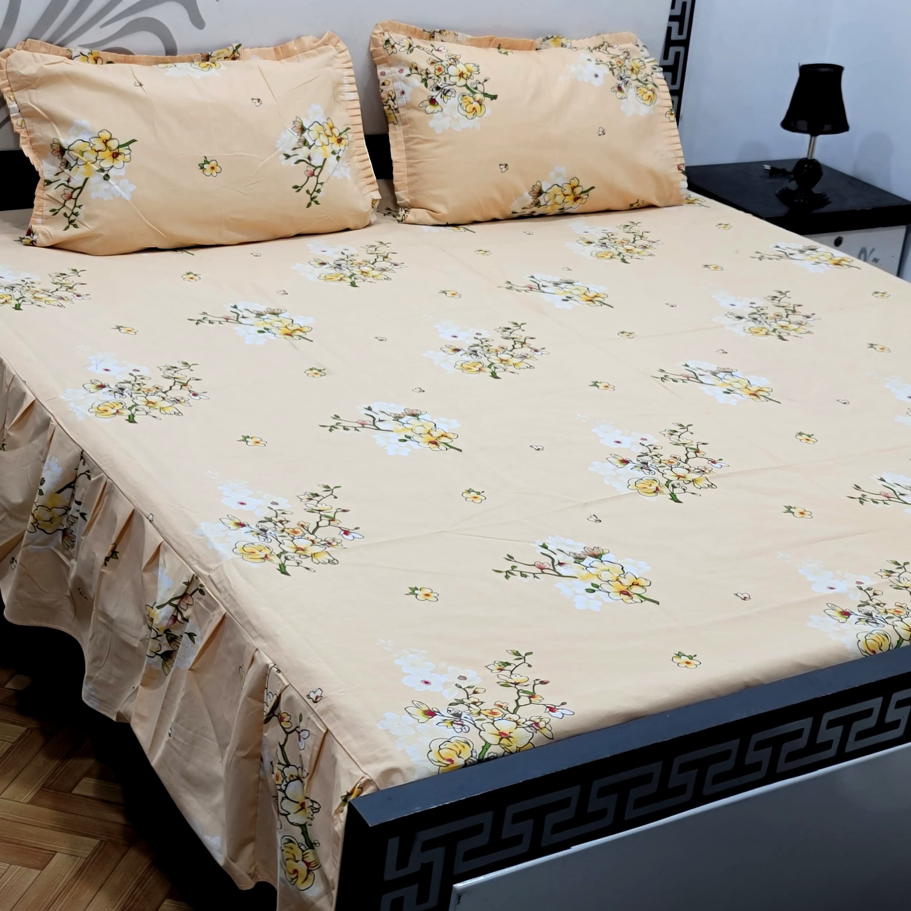 ROYAL Pure Cotton King Size FRILL BED SHEETS 021
