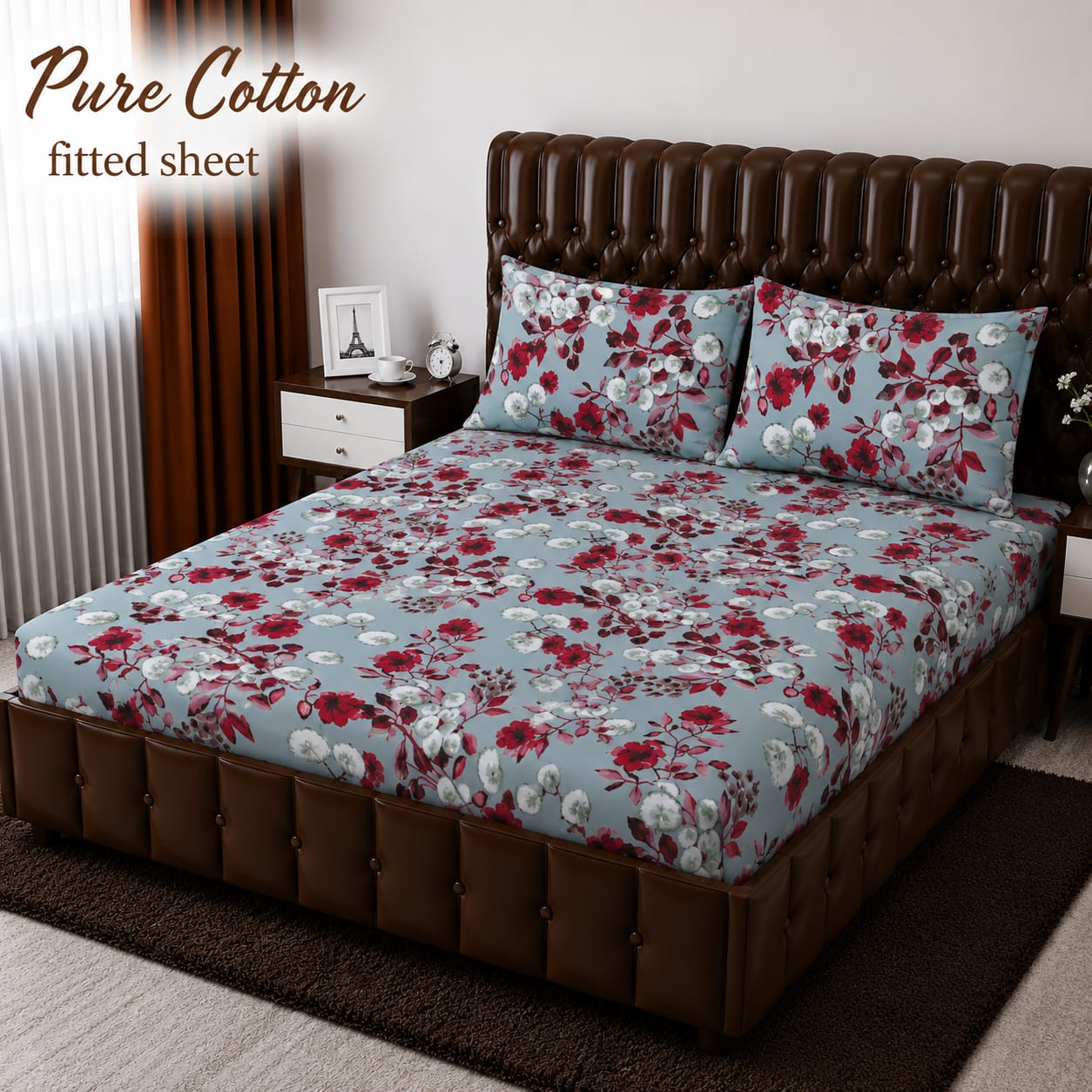 3 Pcs Pure Cotton Fitted Bedsheets 039