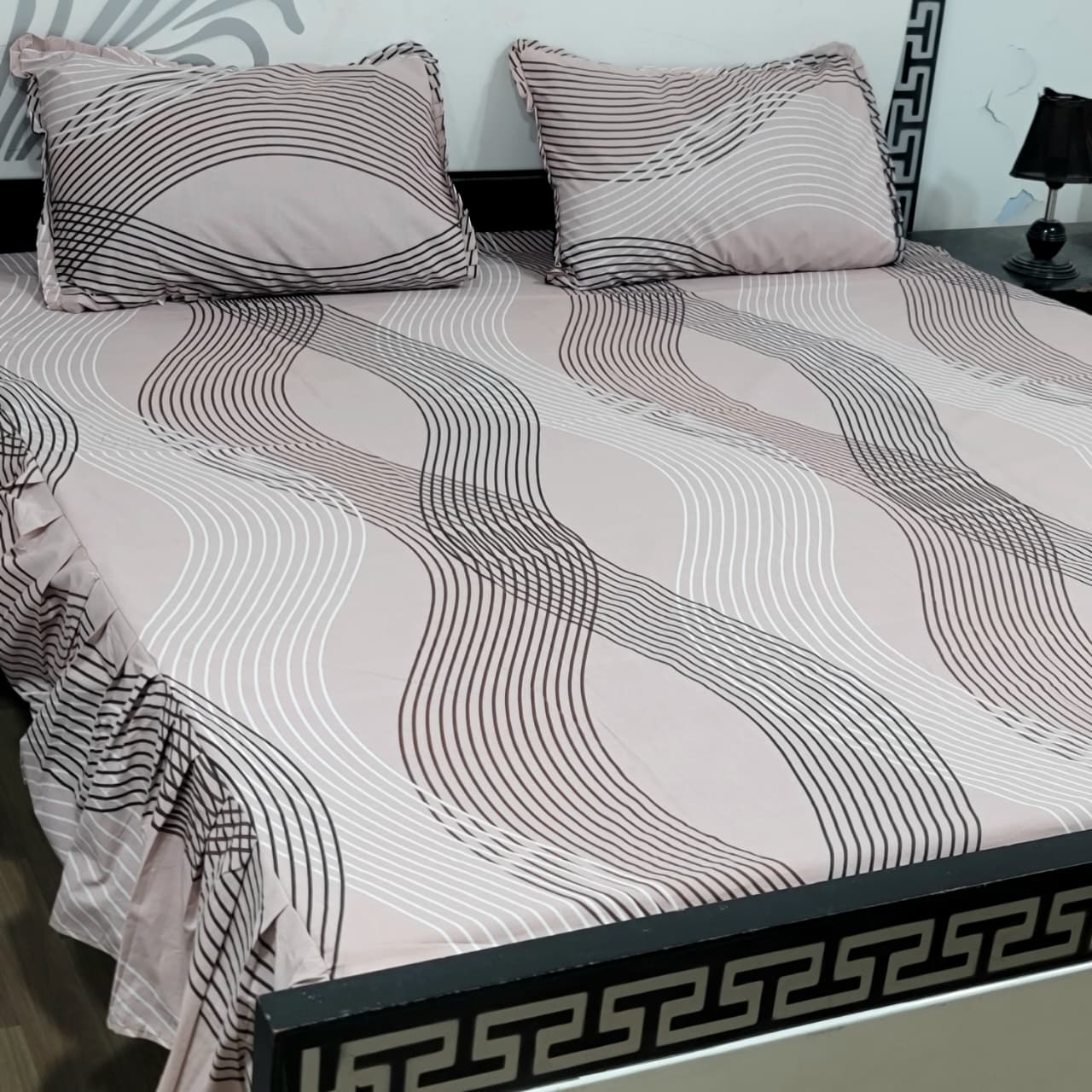 ROYAL Pure Cotton King Size FRILL BED SHEETS 032