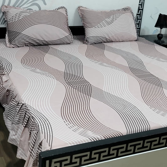 ROYAL Pure Cotton King Size FRILL BED SHEETS 032