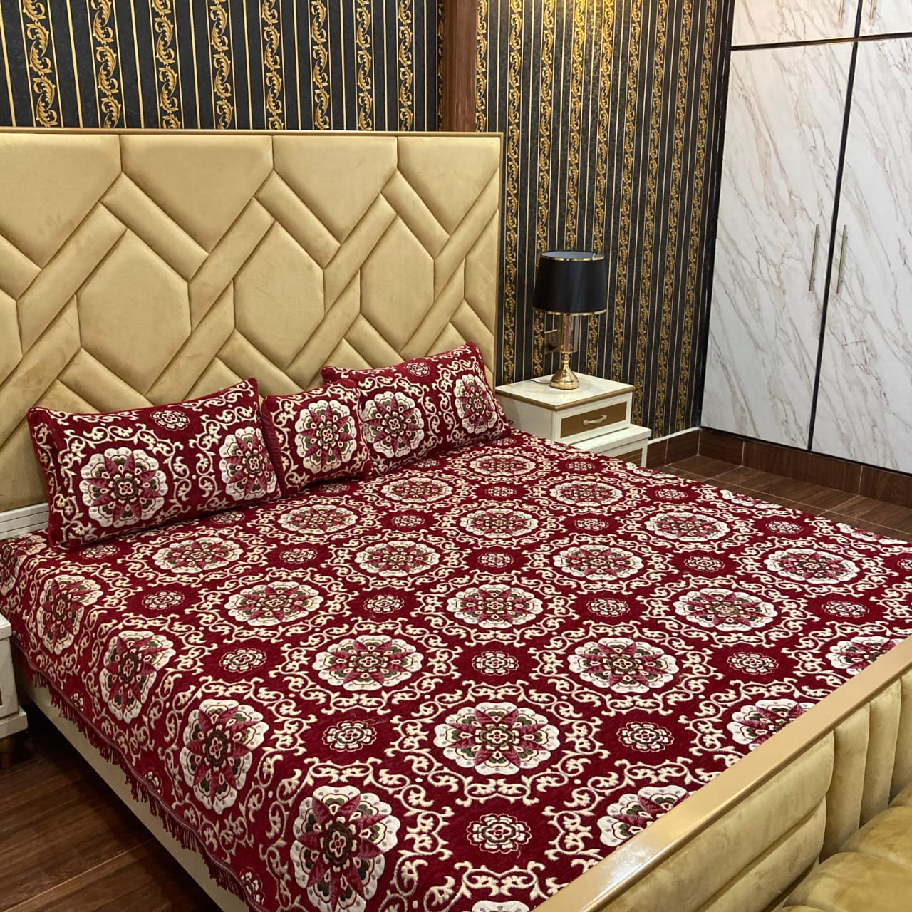 Appish Bridal Velvet Bed Sheet Set - 4pcs - ABB027