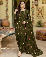 Premium Dhanak Embroidered 3 Pcs Ladies Suit – Ready to Wear Dupatta