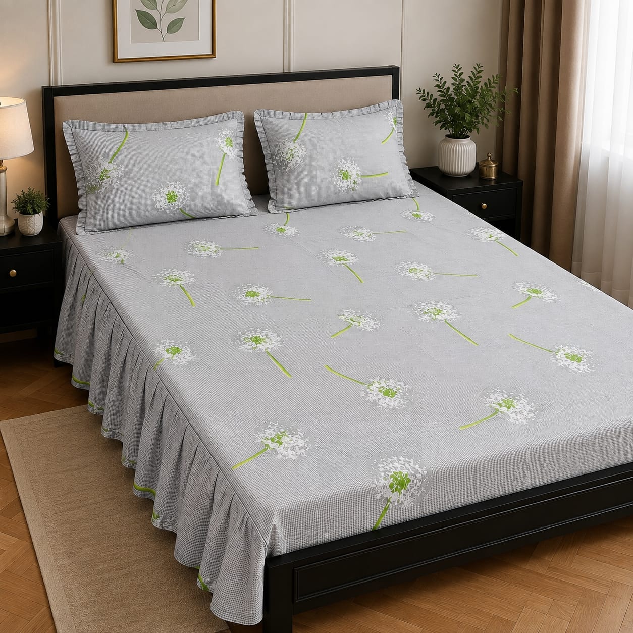 Royal Pure Cotton Frill Bedsheets 3 Pcs Set 016