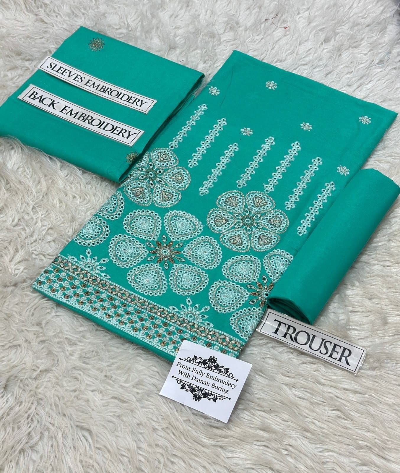 2 Pcs Premium Lawn Suit –  Heavy Embroidery with Daman Boring