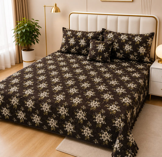 Appish Bridal Velvet Bed Sheet Set - 4pcs - ABB029