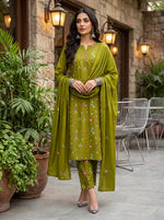 Premium Dhanak Embroidered 3 Pcs Ladies Suit – Ready to Wear Dupatta