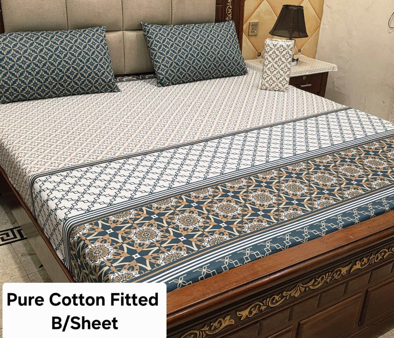 Elegant Pure Cotton Fitted Sheets 3 Pcs Set 079