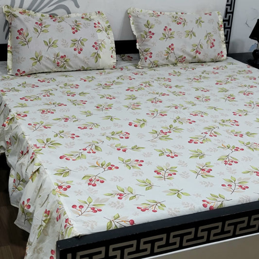 ROYAL Pure Cotton King Size FRILL BED SHEETS 034