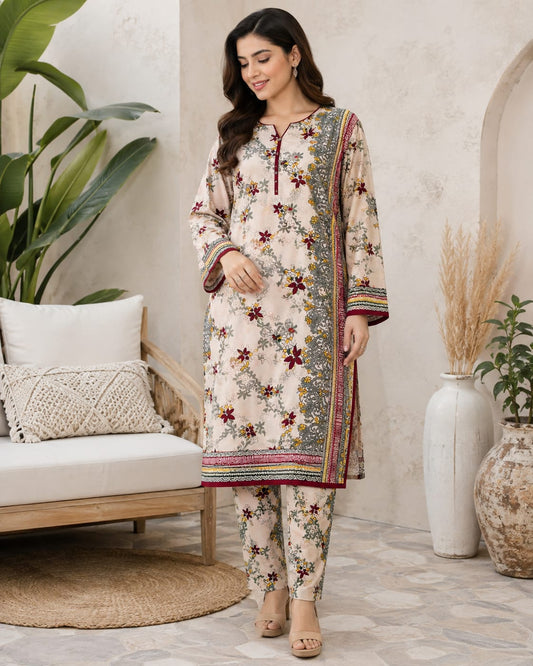 Winter Bloom – 2 Pcs Unstitched Ladies Suit