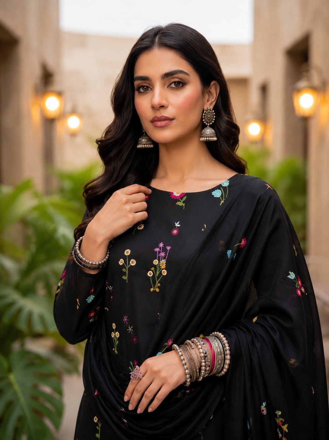Premium Dhanak Embroidered 3 Pcs Ladies Suit – Ready to Wear Dupatta