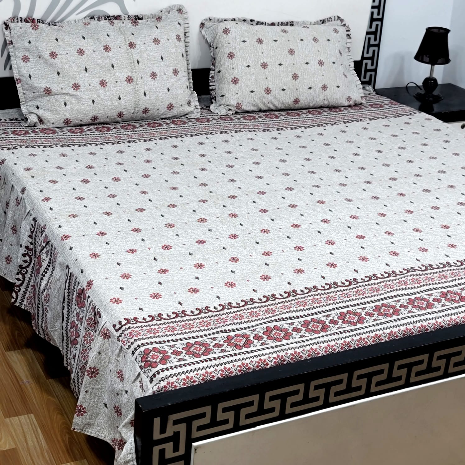 ROYAL Pure Cotton King Size FRILL BED SHEETS 017