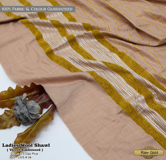 Ladies Wool Shawl with Velvet Border 010