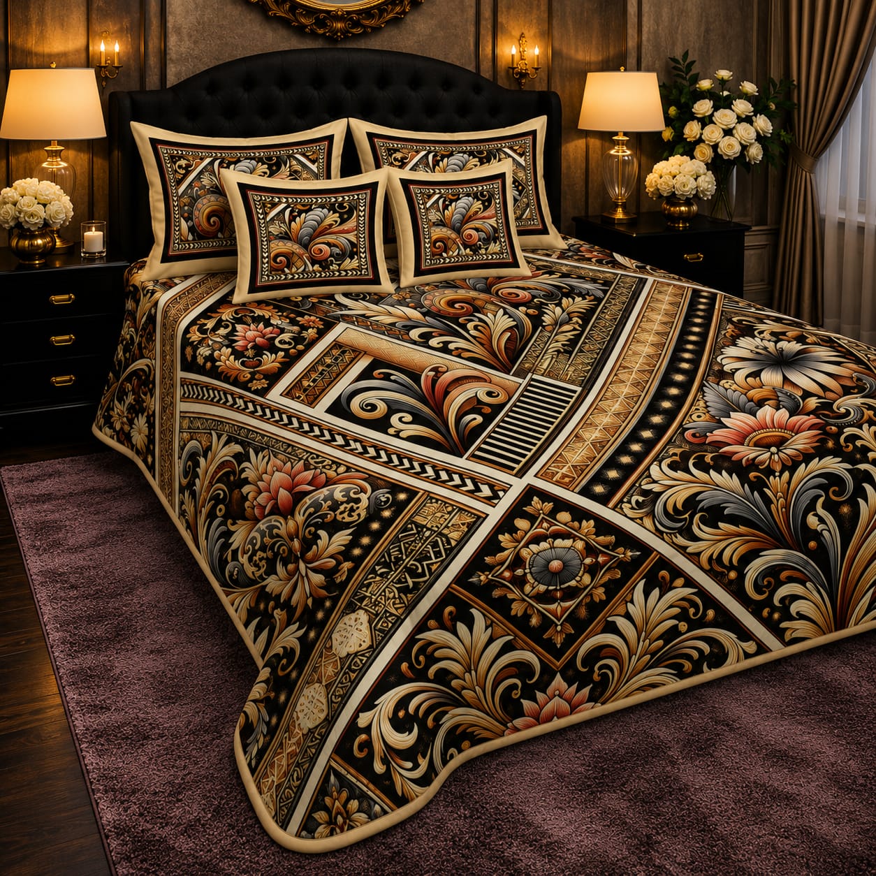 Soft & Durable 8D King Size 5 Piece Bed Sheet Set 09