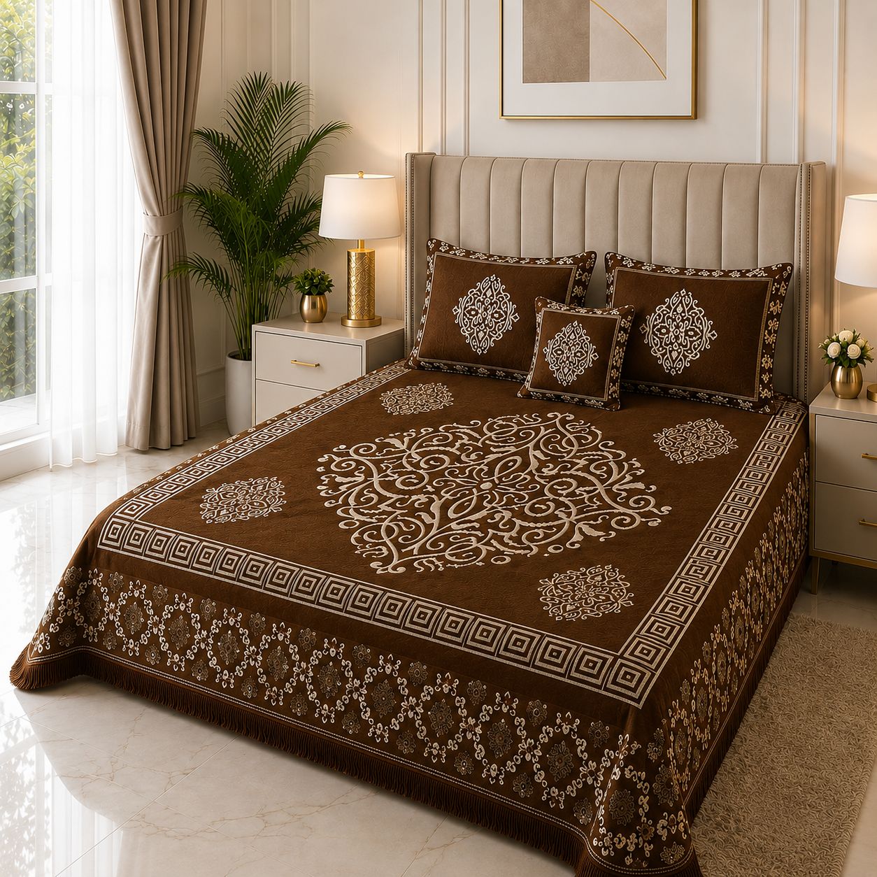 Appish Bridal Velvet Bed Sheet Set - 4pcs - ABB017