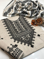 3 Pcs Khaddi Khadar Suit with Jacquard Velvet Shawl