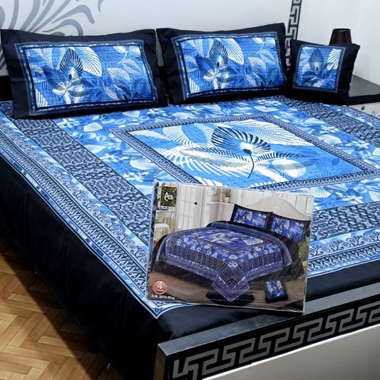 Designer Bed Sheet Set - 4pcs Panel Design 011