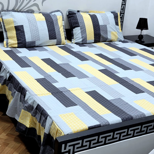 ROYAL Pure Cotton King Size FRILL BED SHEETS 021