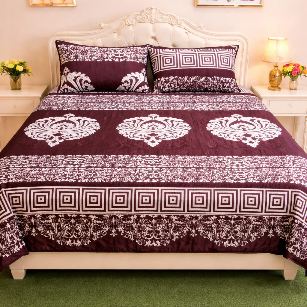 🛏️ 3 Pcs Fleece Bedsheet Set – Ultra Soft &amp; Warm 024