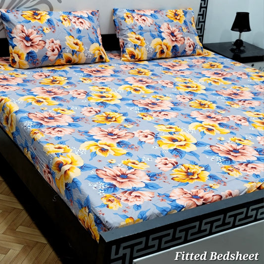 PURE SOFT COTTON SATIN KING SIZE FITTED BED SHEETS 09