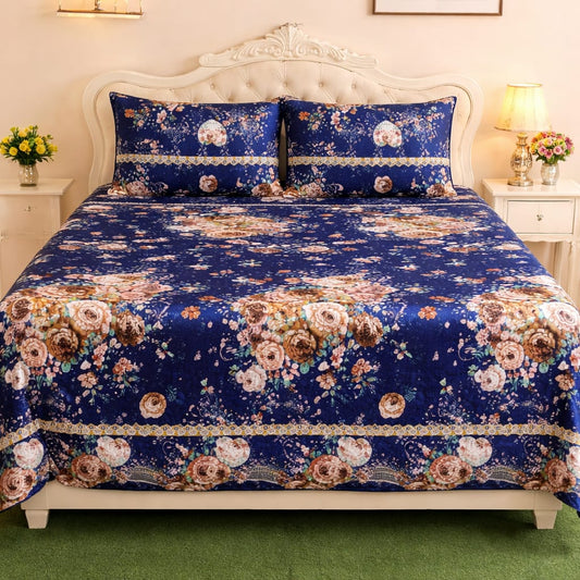 🛏️ 3 Pcs Fleece Bedsheet Set – Ultra Soft &amp; Warm 025