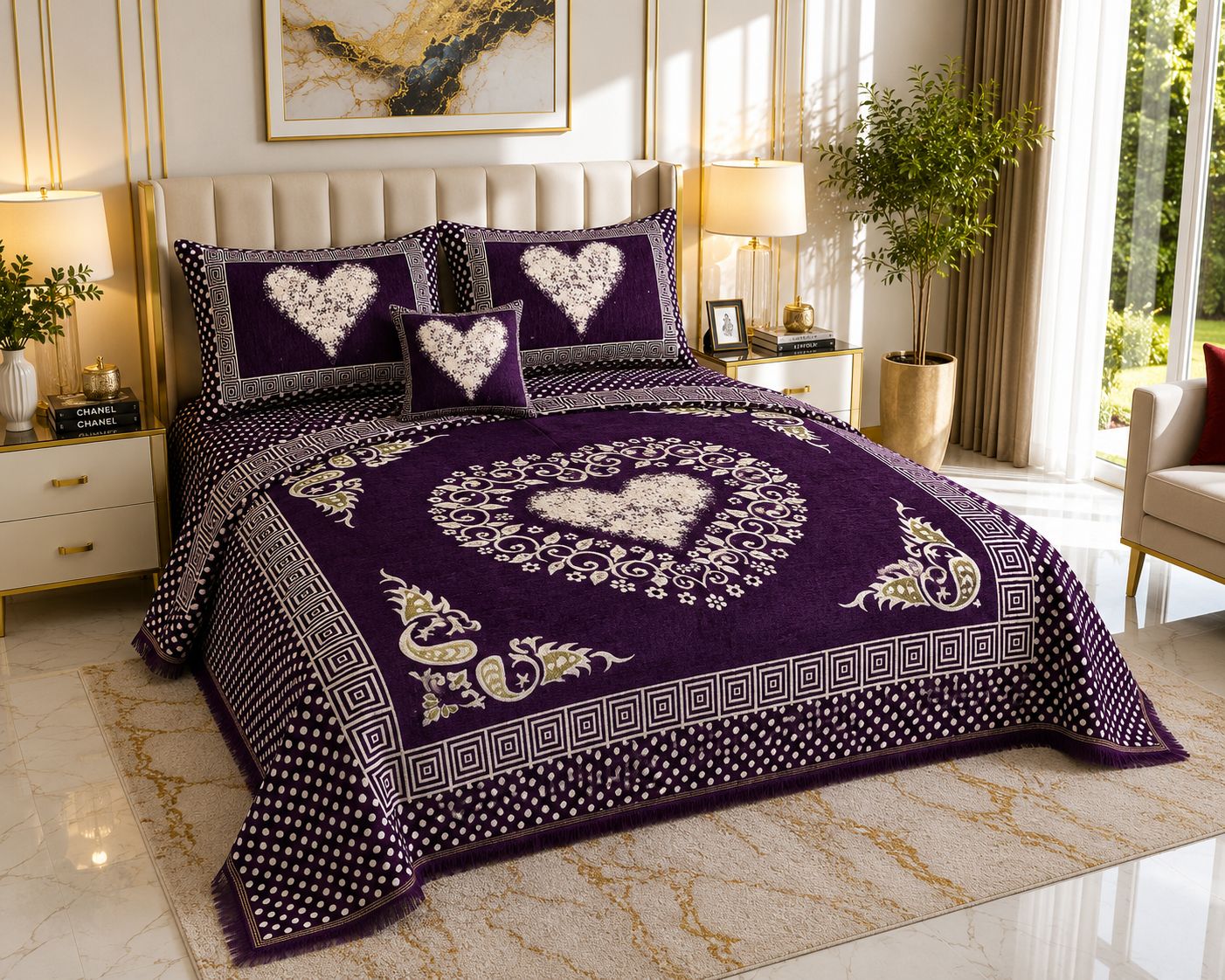Appish Bridal Velvet Bed Sheet Set - 4pcs - ABB08