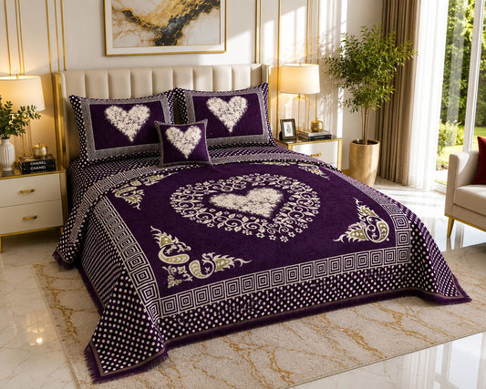 Appish Bridal Velvet Bed Sheet Set - 4pcs - ABB08