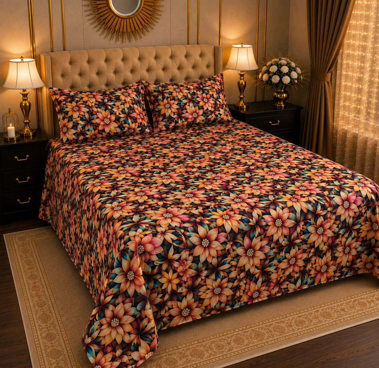 Premium 3 Pcs 7D Printed Bedsheet Set | Soft, Stylish & Durable Bedding