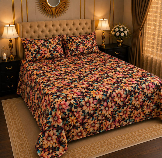 Premium 3 Pcs 7D Printed Bedsheet Set | Soft, Stylish & Durable Bedding