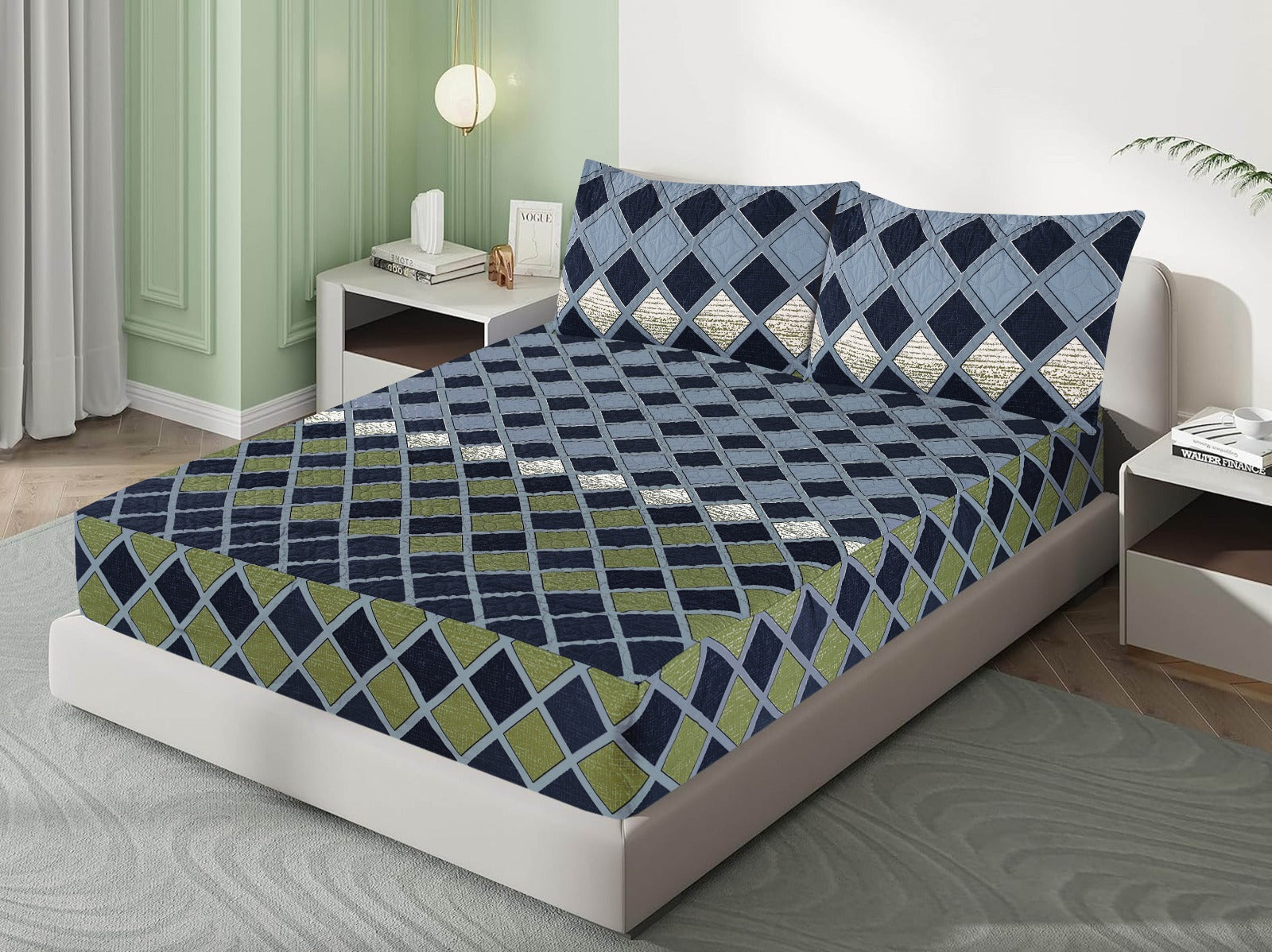 3 Pcs Printed Waterproof Mattress Protector - Quilted -  King 011