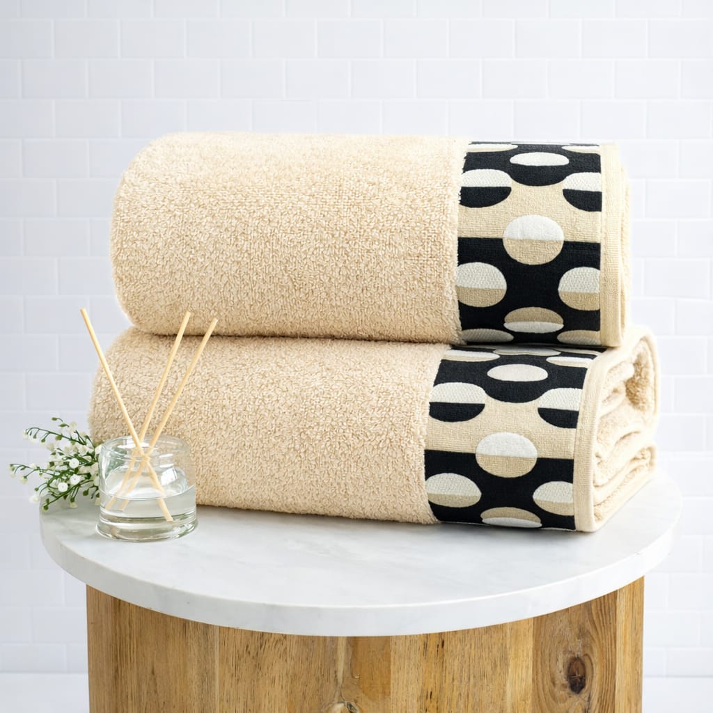 Soft Cotton  Bathroom Towel  – Ultra Absorbent With Border Design
