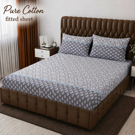 Elegant Pure Cotton Fitted Sheets 3 Pcs Set 032
