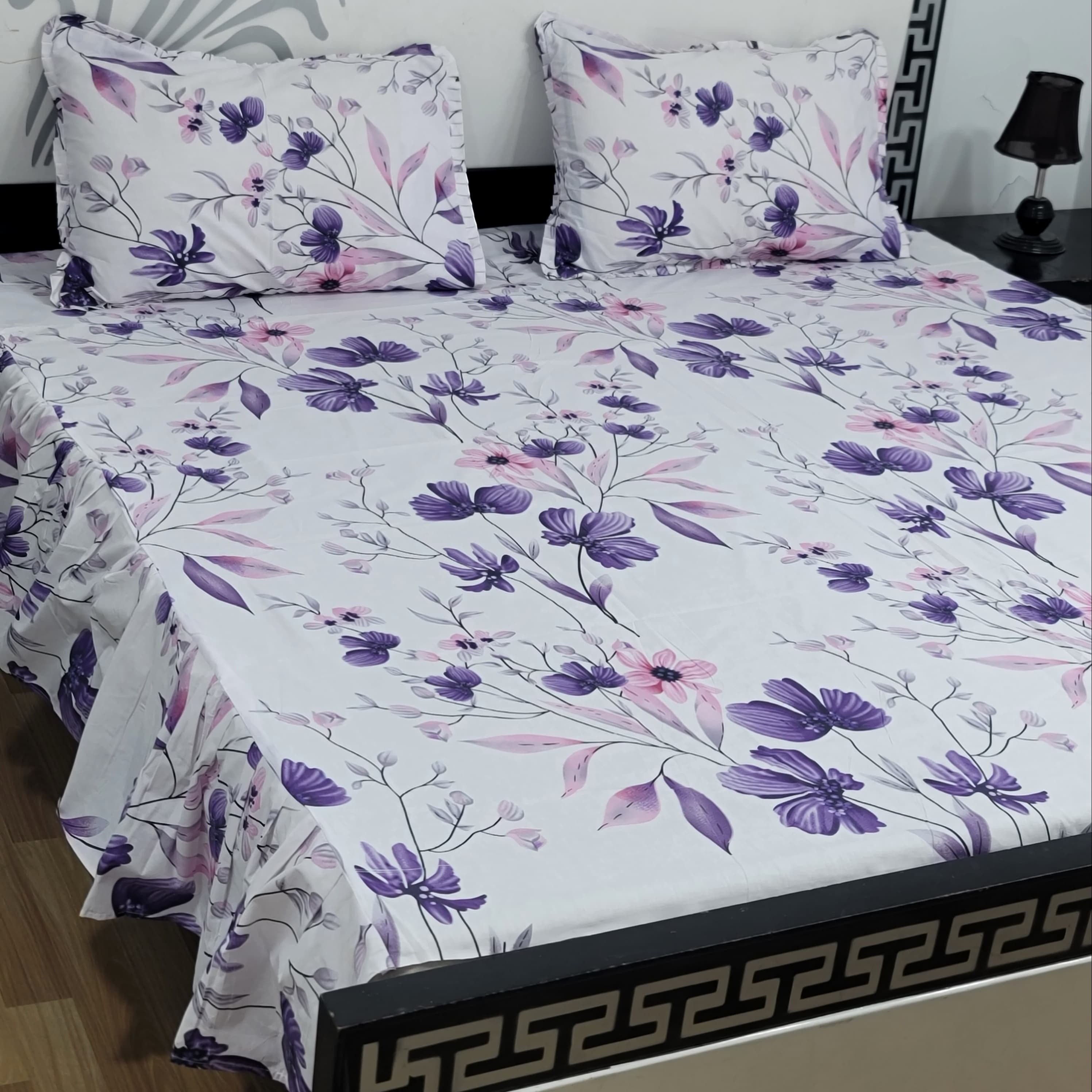 ROYAL Pure Cotton King Size FRILL BED SHEETS 029