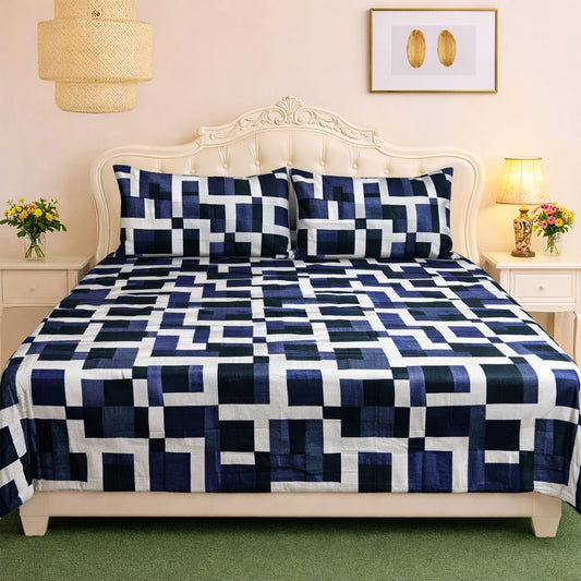 🛏️ 3 Pcs Fleece Bedsheet Set – Ultra Soft &amp; Warm 026