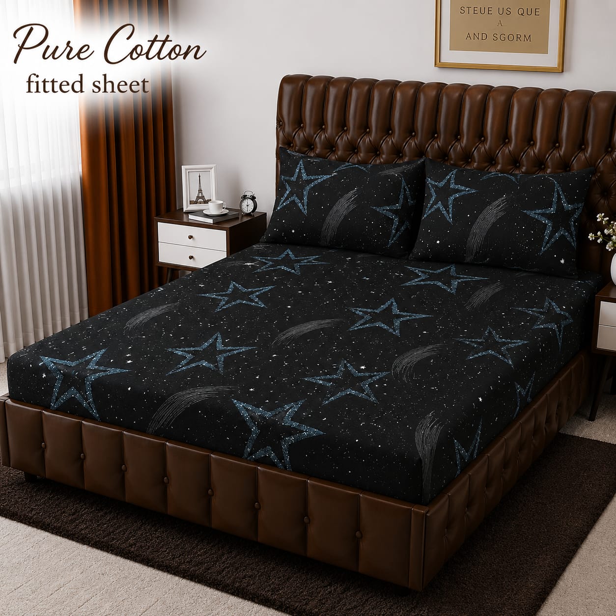 Elegant Pure Cotton Fitted Sheets 3 Pcs Set 033