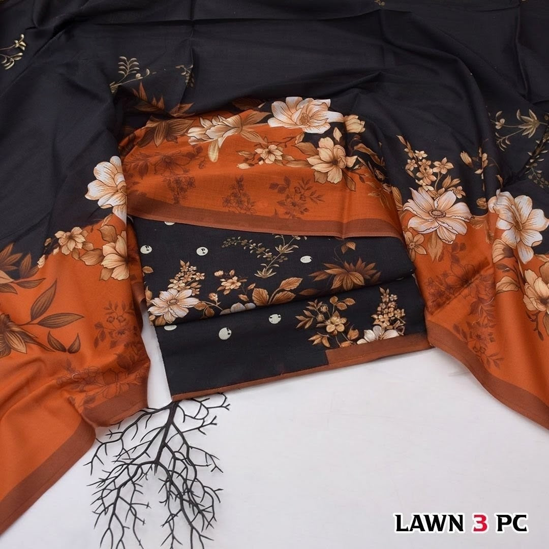 🌸 3 Pcs Unstitched Premium Lawn Suit