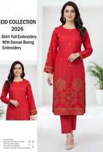 2 Pcs Premium Lawn Suit –  Heavy Embroidery with Daman Boring