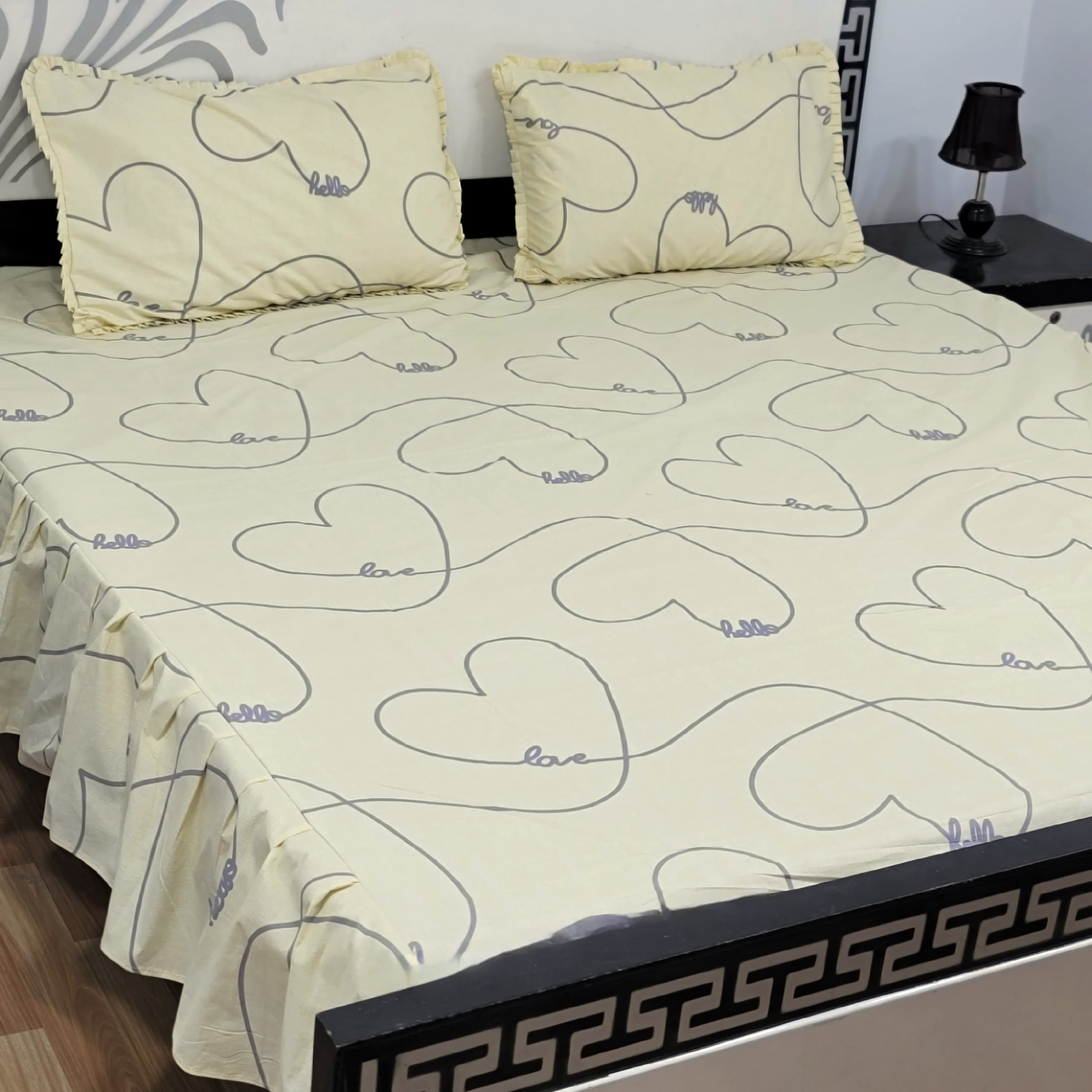 ROYAL Pure Cotton King Size FRILL BED SHEETS 030