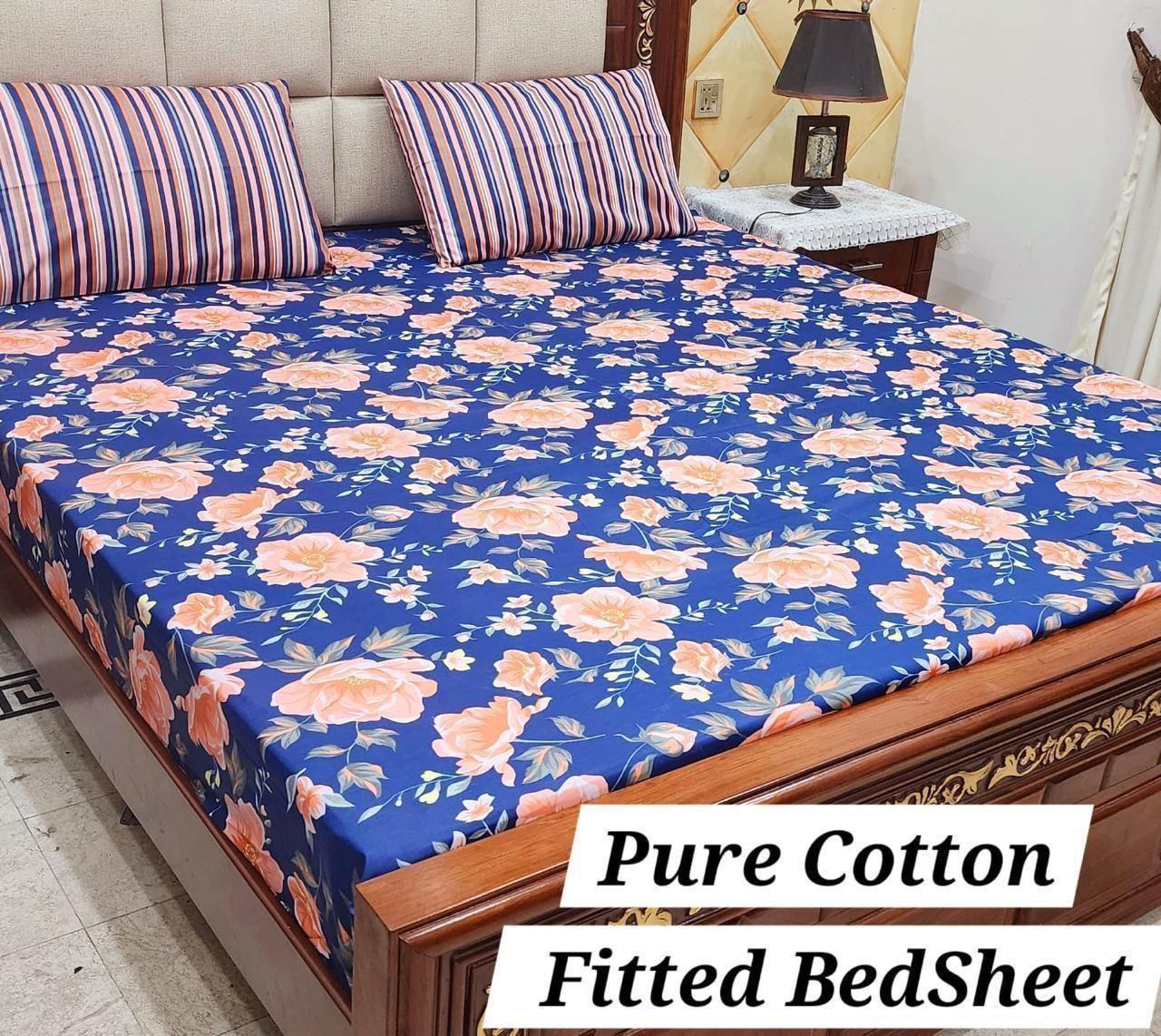 3 Pcs Pure Cotton Fitted Bedsheets 015