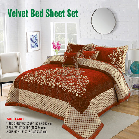Relent Bridal Velvet Bed Sheet Set - 5pcs - RBB01
