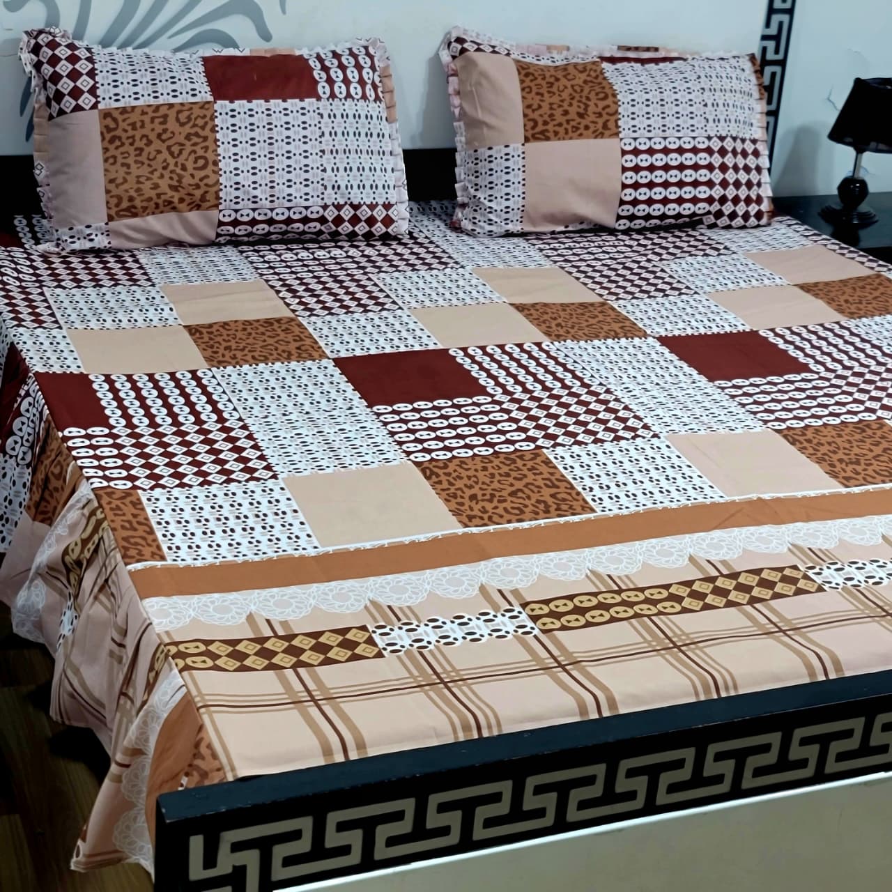 ROYAL Pure Cotton King Size FRILL BED SHEETS 039
