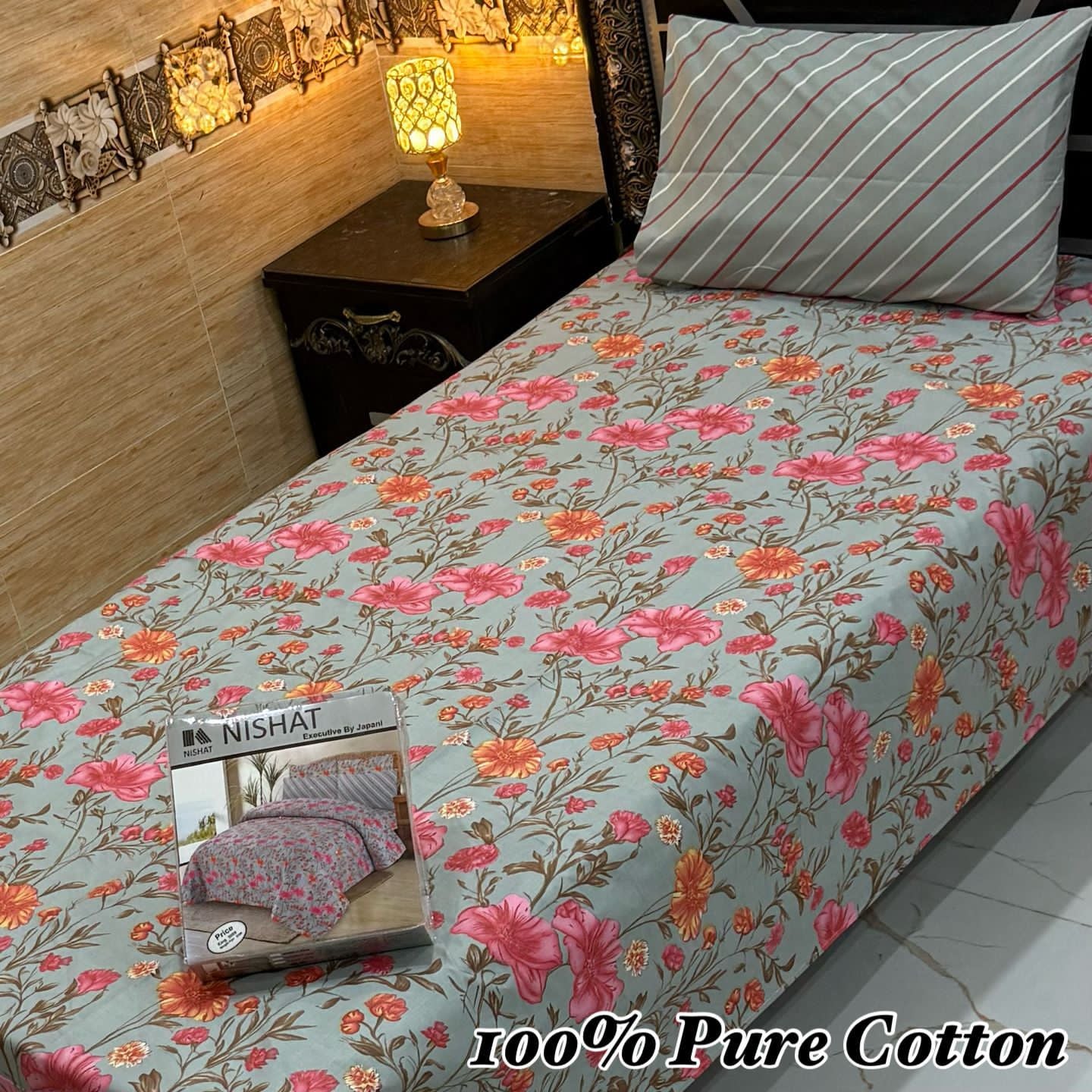 Premium 4 Pcs Single Pure Cotton Bedsheets –Gift Pack 018