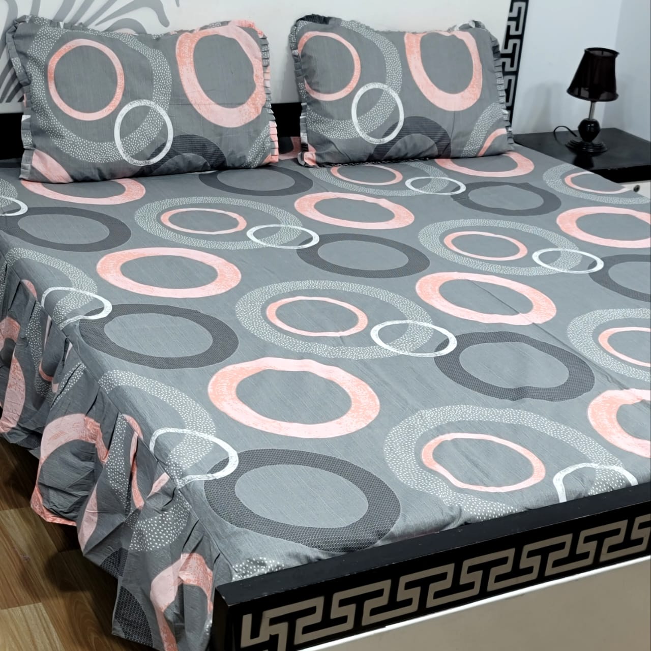 ROYAL Pure Cotton King Size FRILL BED SHEETS 047
