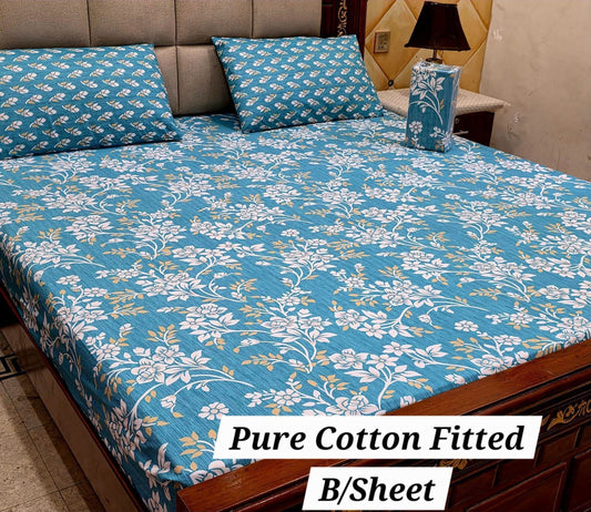 Elegant Pure Cotton Fitted Sheets 3 Pcs Set 051