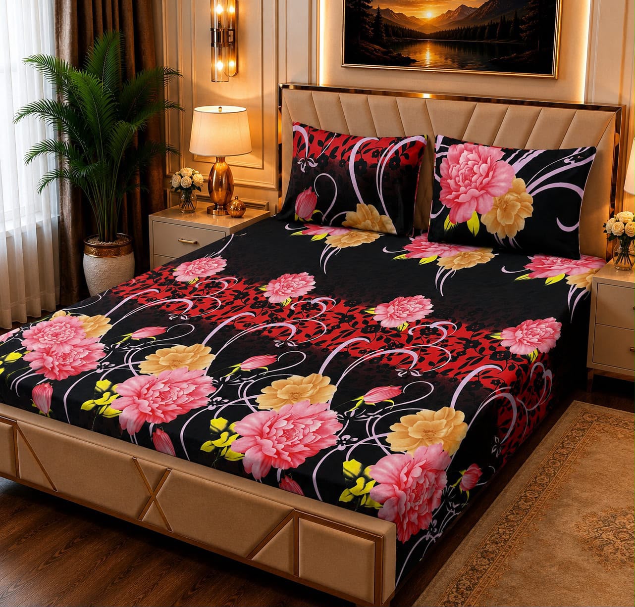 🛏️ 3 Pcs Fleece Bedsheet Set – Ultra Soft &amp; Warm 018