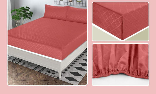 3Pcs Pearl Leather Embossed Fitted Sheet 014