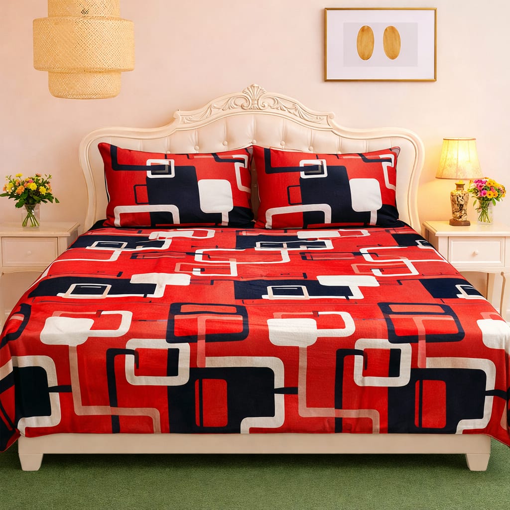 🛏️ 3 Pcs Fleece Bedsheet Set – Ultra Soft &amp; Warm 027