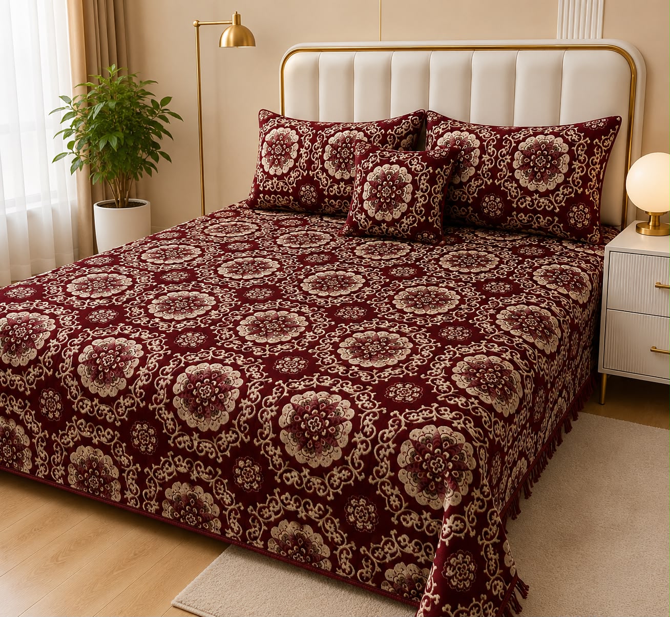 Appish Bridal Velvet Bed Sheet Set - 4pcs - ABB024