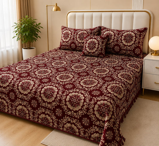 Appish Bridal Velvet Bed Sheet Set - 4pcs - ABB024