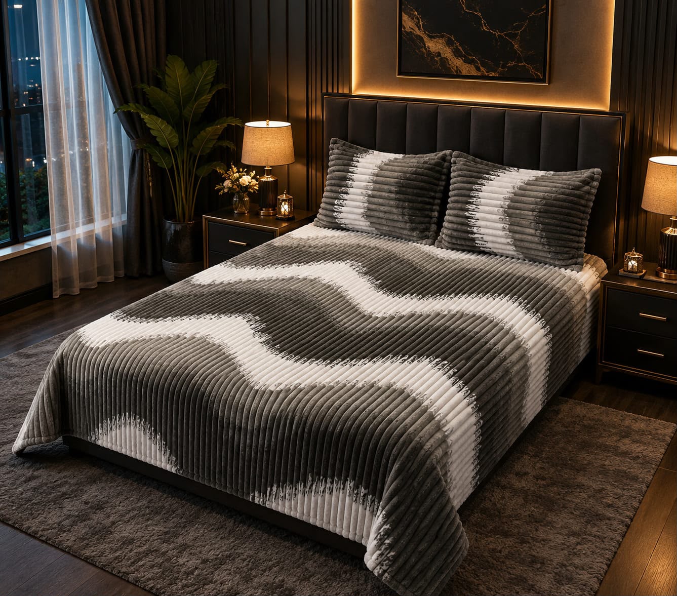 Ultra Soft Winter Puffy Bedsheet – 3 Piece King Bedding Set 015