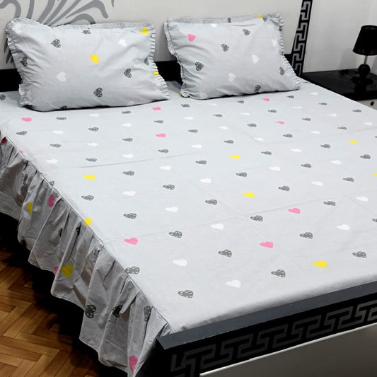 ROYAL Pure Cotton King Size FRILL BED SHEETS 03